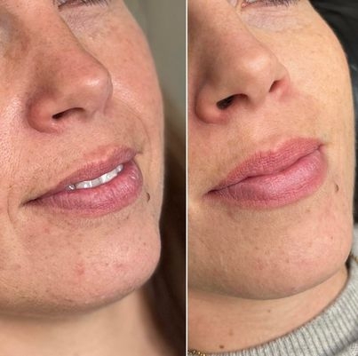 Naturligt permanent makeup læber udført i skønhedssalon nær Ringe